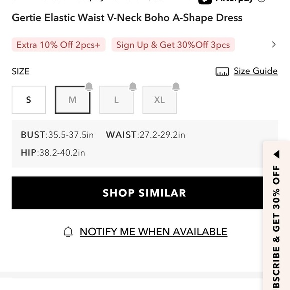 Cupshe Gertie Elastic Waist V-Neck Boho A-Shape Dress Medium - Picture 4 of 5